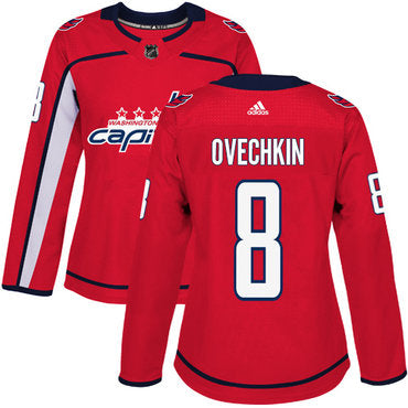 Adidas Washington Capitals 8 Alex Ovechkin Red Home Authentic Womens Stitched Nhl Jersey