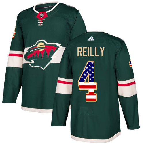Adidas Wild 4 Mike Reilly Green Home Authentic Usa Flag Stitched Nhl Jersey