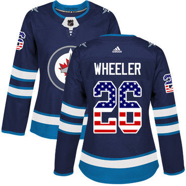 Adidas Winnipeg Jets 26 Blake Wheeler Navy Blue Home Authentic Usa Flag Womens Stitched Nhl Jersey