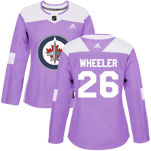 Adidas Winnipeg Jets 26 Blake Wheeler Purple Authentic Fights Cancer Womens Stitched Nhl Jersey