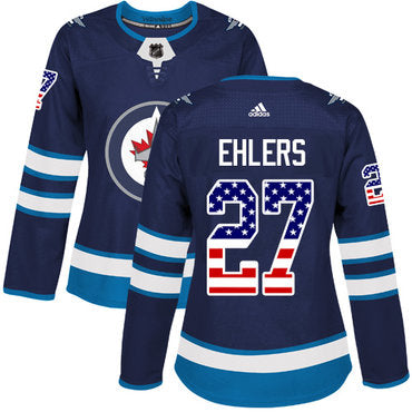 Adidas Winnipeg Jets 27 Nikolaj Ehlers Navy Blue Home Authentic Usa Flag Womens Stitched Nhl Jersey