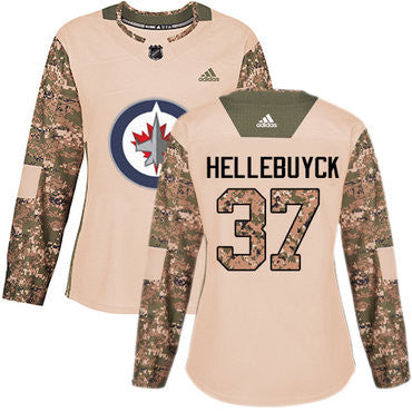 Adidas Winnipeg Jets 37 Connor Hellebuyck Camo Authentic 2017 Veterans Day Womens Stitched Nhl Jersey