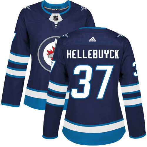 Adidas Winnipeg Jets 37 Connor Hellebuyck Navy Blue Home Authentic Womens Stitched Nhl Jersey