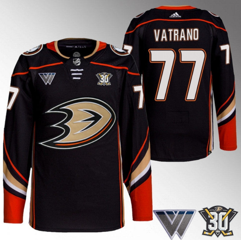 Anaheim Ducks 77 Frank Vatrano Black 30th Anniversary Stitched Jersey