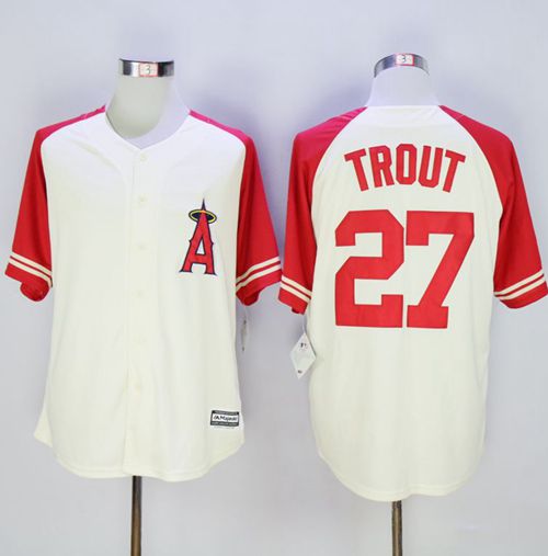 Angels Of Anaheim 27 Mike Trout Creamred Exclusive New Cool Base Stitched Mlb Jersey