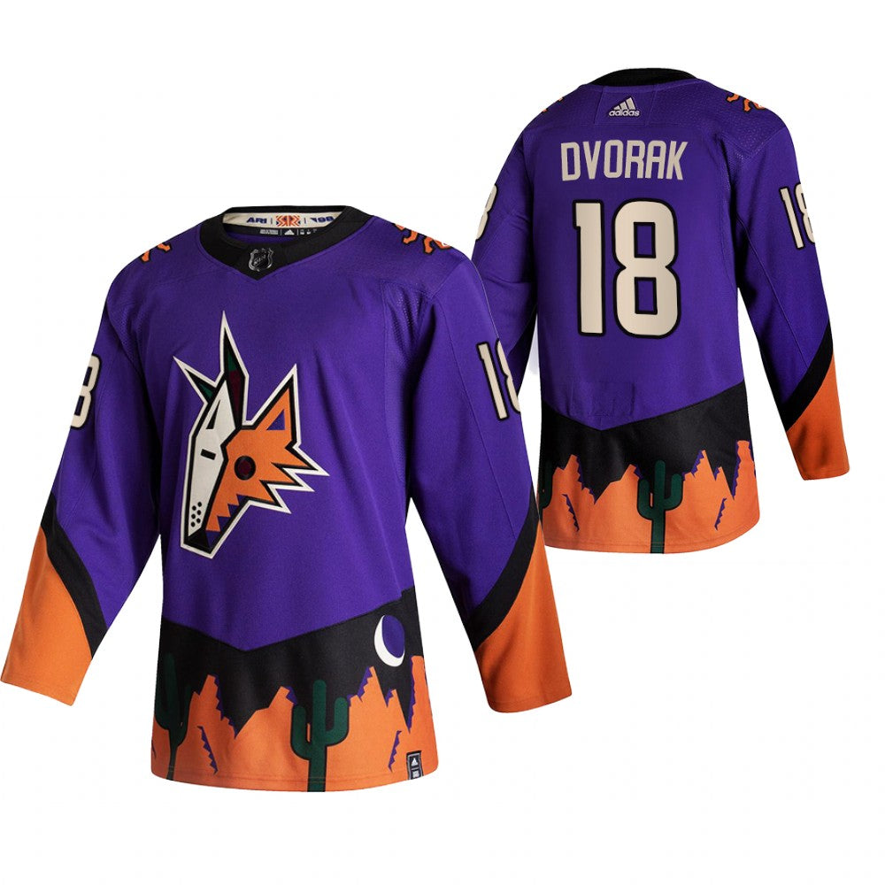 Arizona Coyotes 18 Christian Dvorak Purple Mens Adidas 2020 21 Reverse Retro Alternate Nhl Jersey