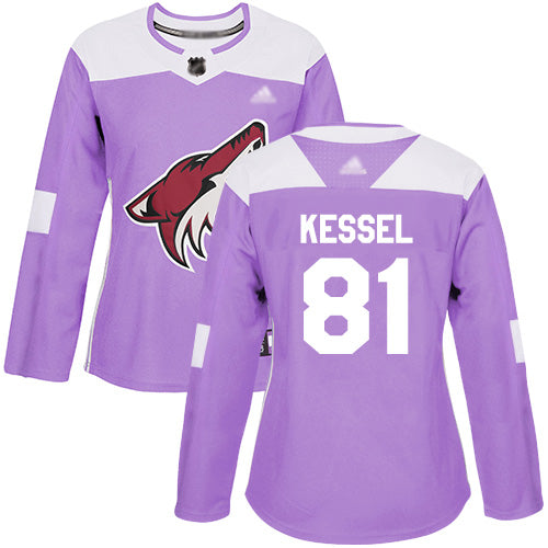 Arizona Coyotes 81 Phil Kessel Purple Authentic Fights Cancer Womens Stitched Hockey Jersey