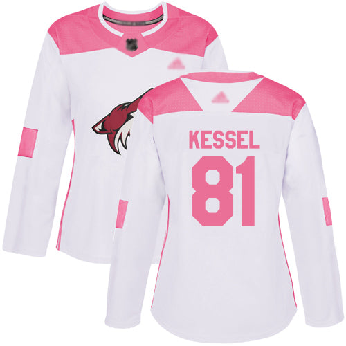 Arizona Coyotes 81 Phil Kessel White Pink Authentic Fashion Womens Stitched Hockey Jersey