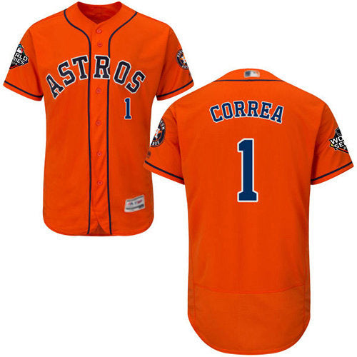 Astros 1 Carlos Correa Orange Flexbase Authentic Collection 2019 World Series Bound Stitched Baseball Jersey