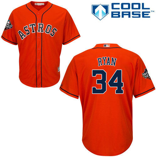 Astros 34 Nolan Ryan Orange New Cool Base 2019 World Series Bound Stitched Baseball Jersey