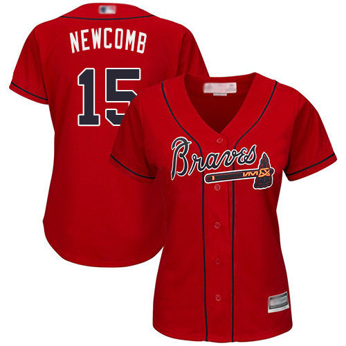 Atlanta Braves 15 Womens Sean Newcomb Authentic Red Alternate Cool Base Baseball Jersey