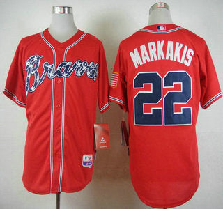 Atlanta Braves 22 Nick Markakis Alternate Red 2014 Mlb Cool Base Jersey