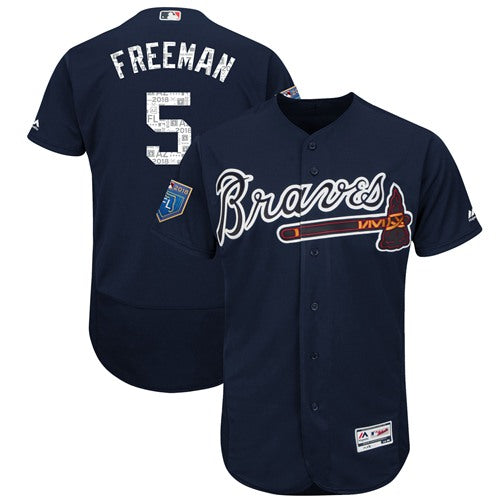 Atlanta Braves 5 Freddie Freeman Navy Blue 2018 Spring Training Authentic Flex Base Stitched Mlb Jersey