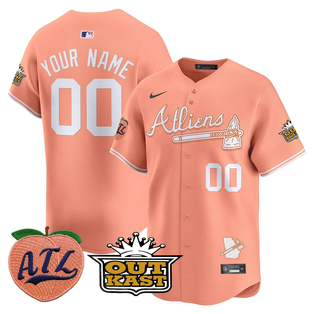 Atlanta Braves Atliens & Peach Vapor Premier Limited Custom Jersey All Stitche