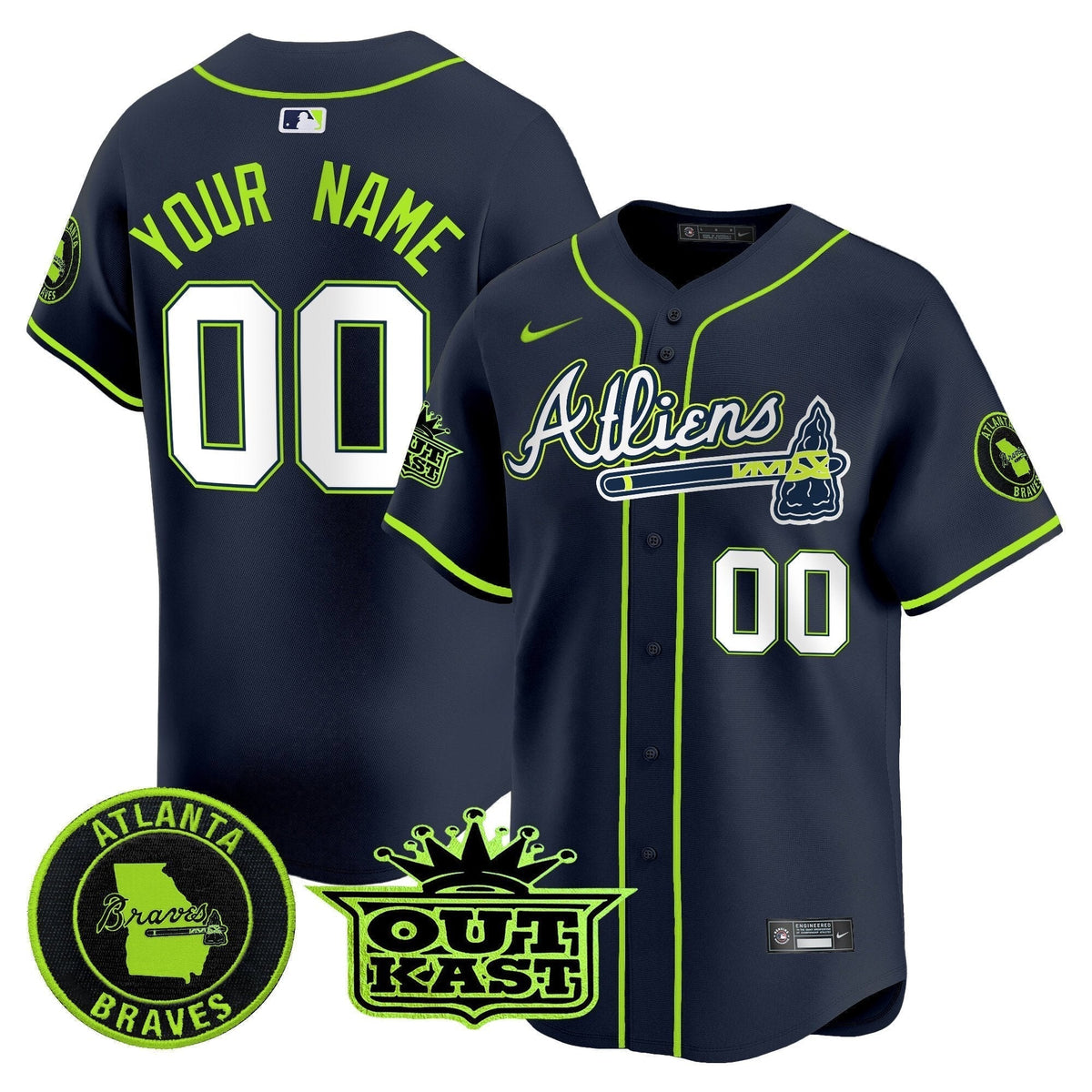 Atlanta Braves Atliens Vapor Premier Limited Custom Jersey All Stitched