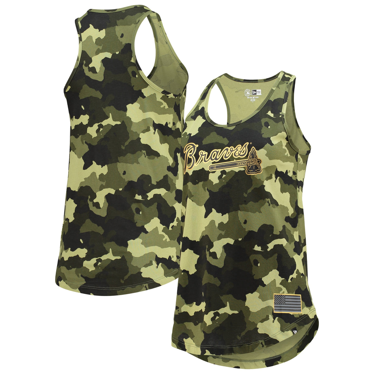 Atlanta Braves New Era Womens 2022 Mlb Armed Forces Day Camo Racerback Tank Top Green