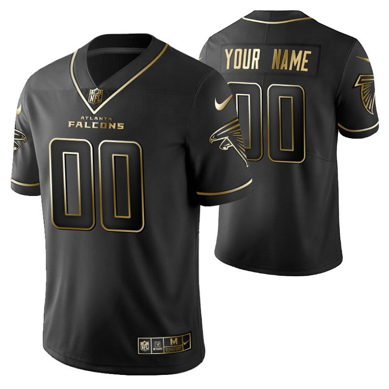Atlanta Falcons 2021 Nfl Golden Brandedition Black Jersey Gift With Custom Name Number For Falcons Fans