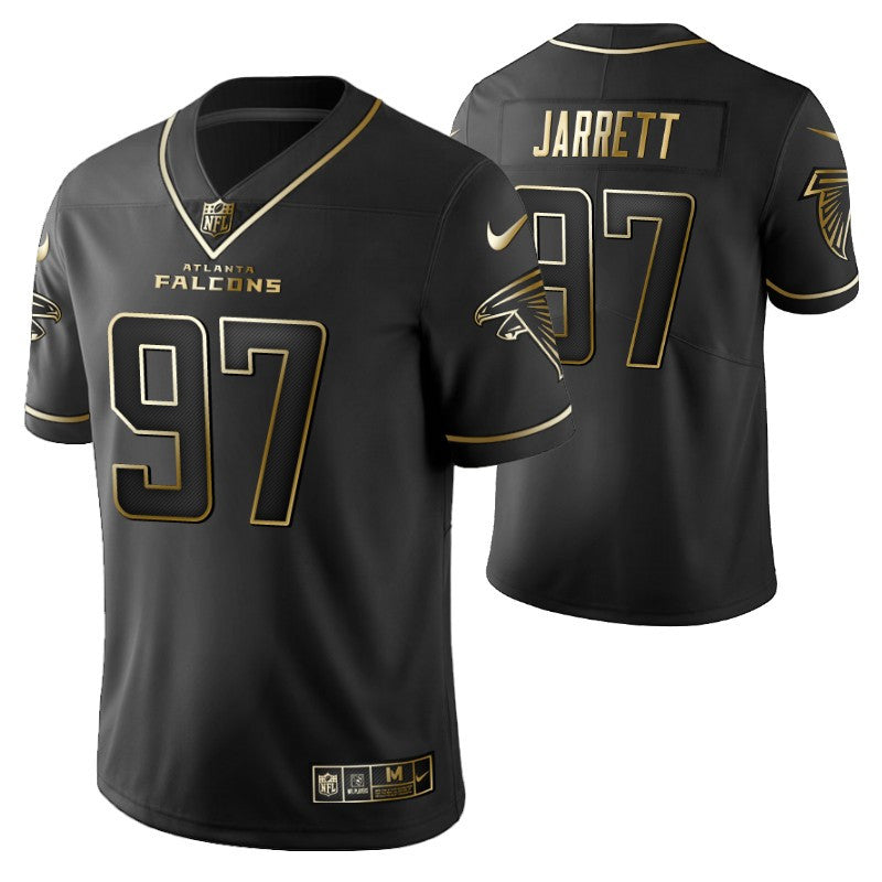 Atlanta Falcons Grady Jarrett 97 2021 Nfl Golden Brandedition Black Jersey Gift For Falcons Fans