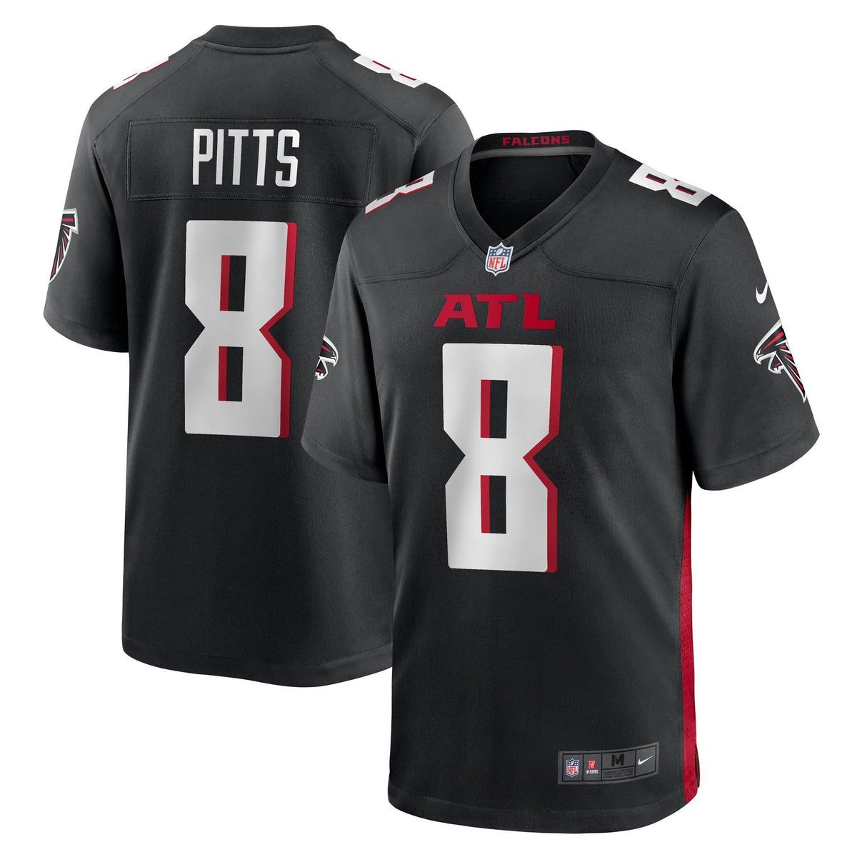 Atlanta Falcons Kyle Pitts Black 2021 Nfl Draft First Round Pick Player Game Mens Jersey Gift For Falcons Fans
