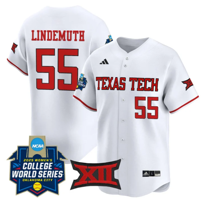 Bailey Lindemuth Jersey #55 Texas Tech Softball 2025 World Series Stitched White