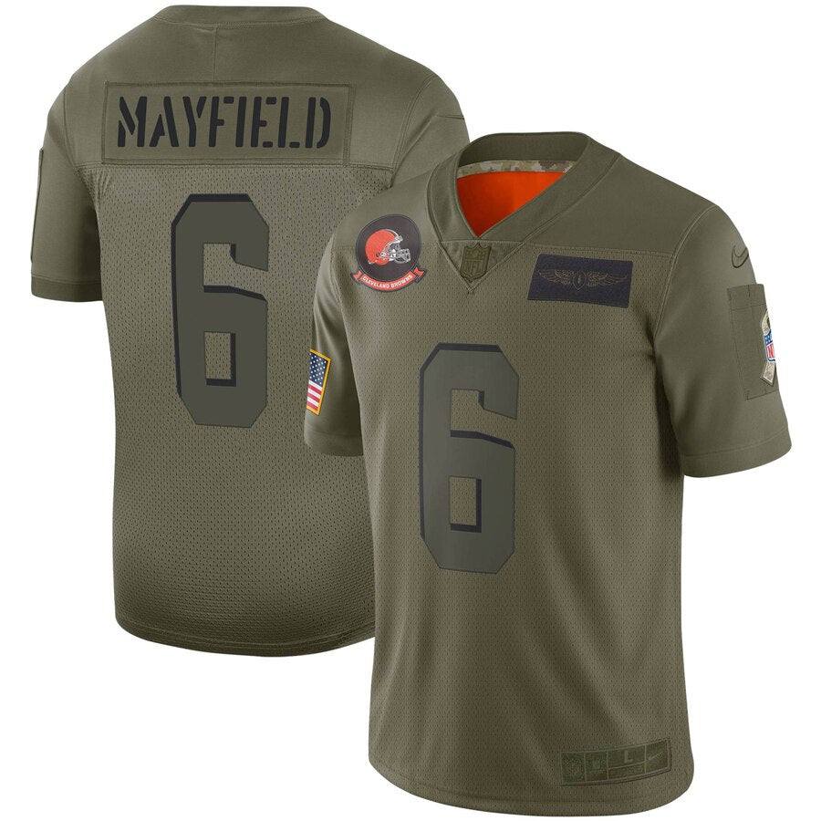 Baker Mayfield Cleveland Browns Nike Youth 2019 Salute To Service Game Jersey Olive
