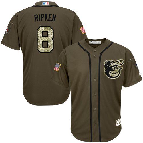 Baltimore Orioles 8 Cal Ripken Green Salute To Service Stitched Mlb Jersey