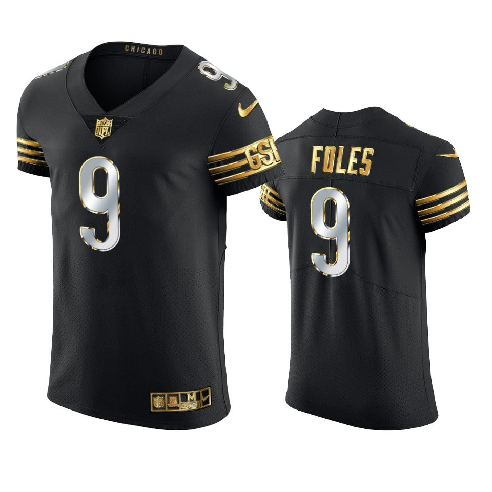 Bears Nick Foles Golden Edition Black Vapor Elite Jersey