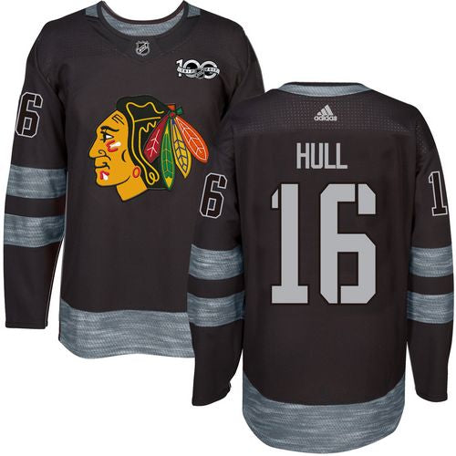 Blackhawks 16 Bobby Hull Black 1917 2017 100th Anniversary Stitched Nhl Jersey
