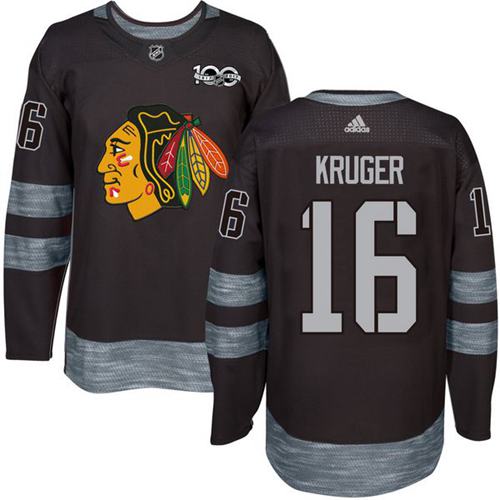 Blackhawks 16 Marcus Kruger Black 1917 2017 100th Anniversary Stitched Nhl Jersey