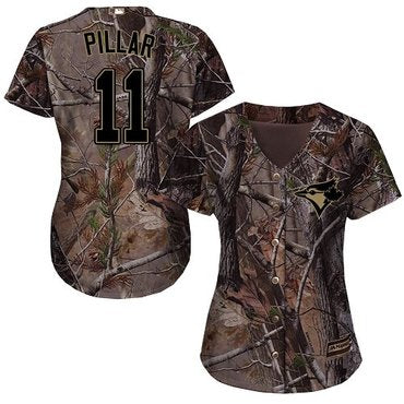 Blue Jays 11 Kevin Pillar Camo Realtree Collection Cool Base Womens Stitched Baseball Jersey