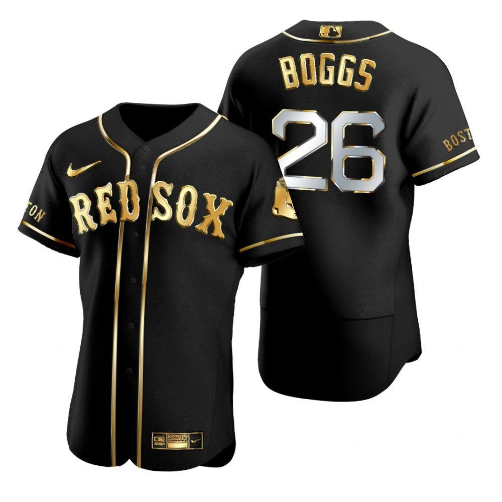 Boston Red Sox 26 Wade Boggs Mlb Golden Brandedition Black Jersey Gift For Red Sox Fans