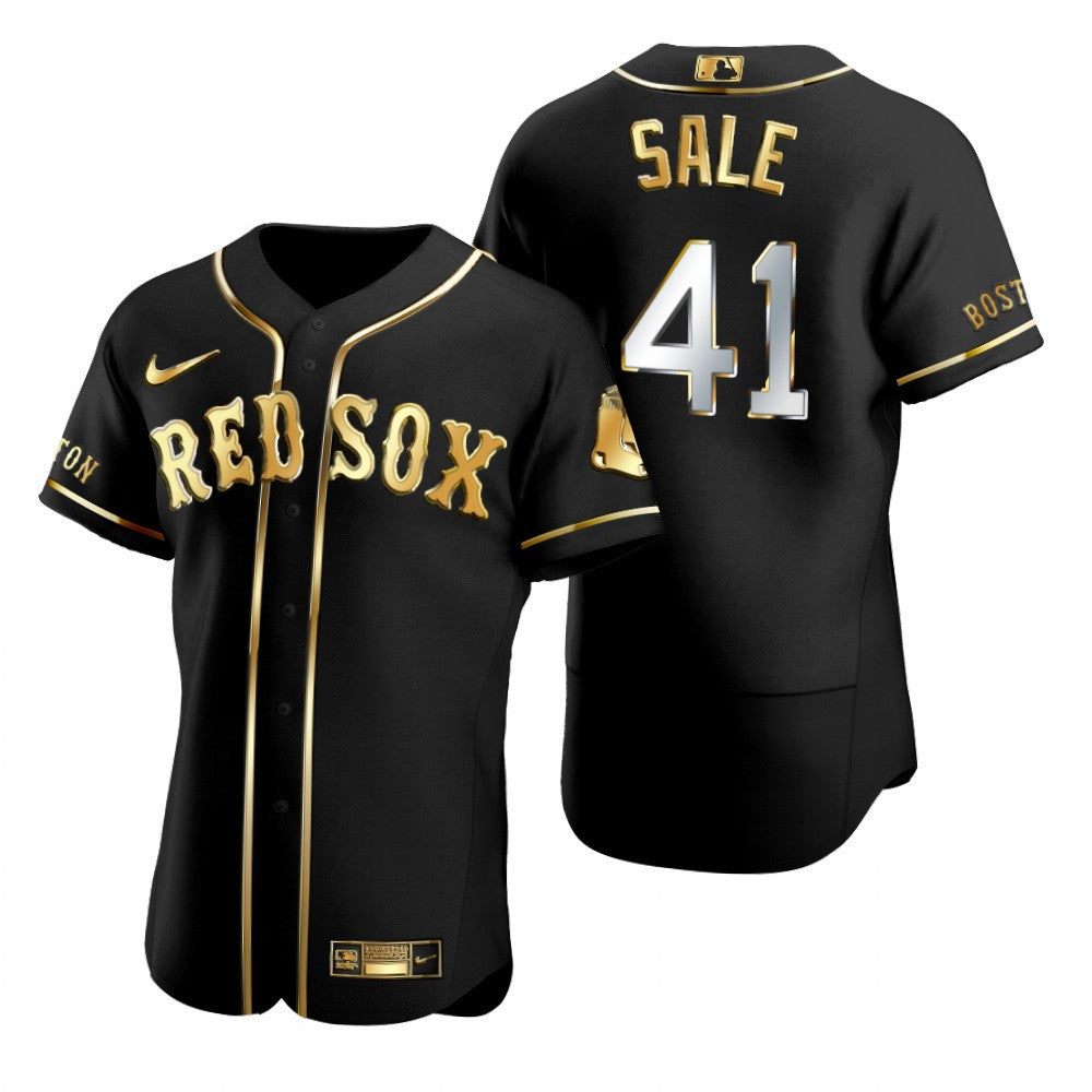 Boston Red Sox 41 Chris Sale Mlb Golden Brandedition Black Jersey Gift For Red Sox Fans
