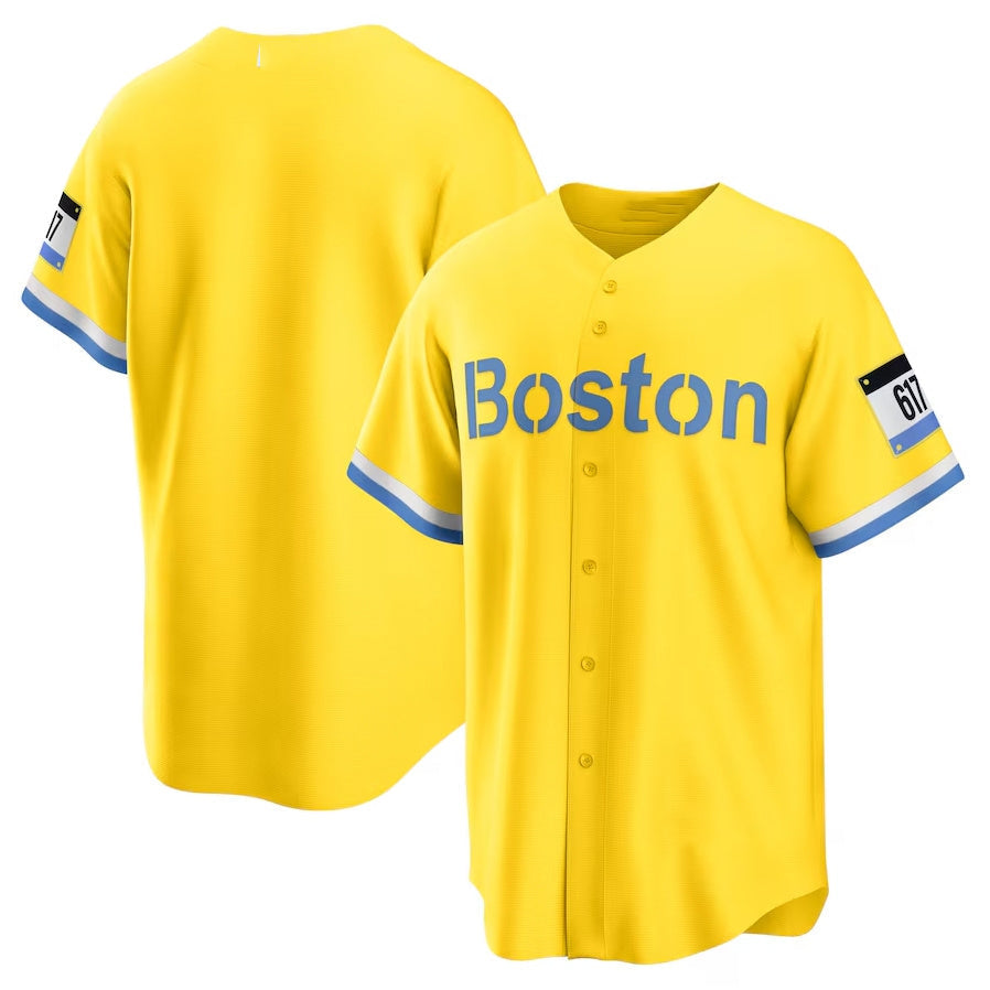 Boston Red Sox City Connect Replica Jersey Gold-Light Blue Stitched Baseball J