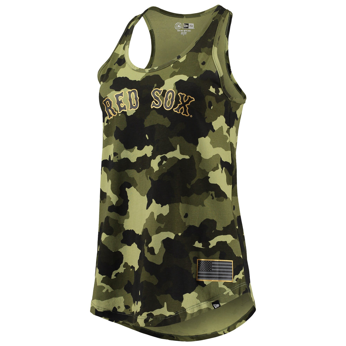 Boston Red Sox New Era Womens 2022 Mlb Armed Forces Day Camo Racerback Tank Top Green