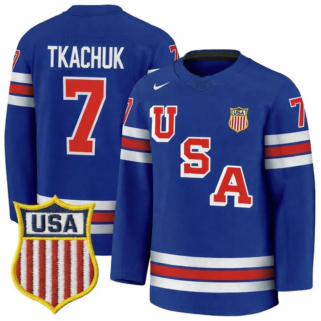 Brady Tkachuk Jersey #7 Team USA Winter Olympics 2026 Hockey Premium STITCHED Bl
