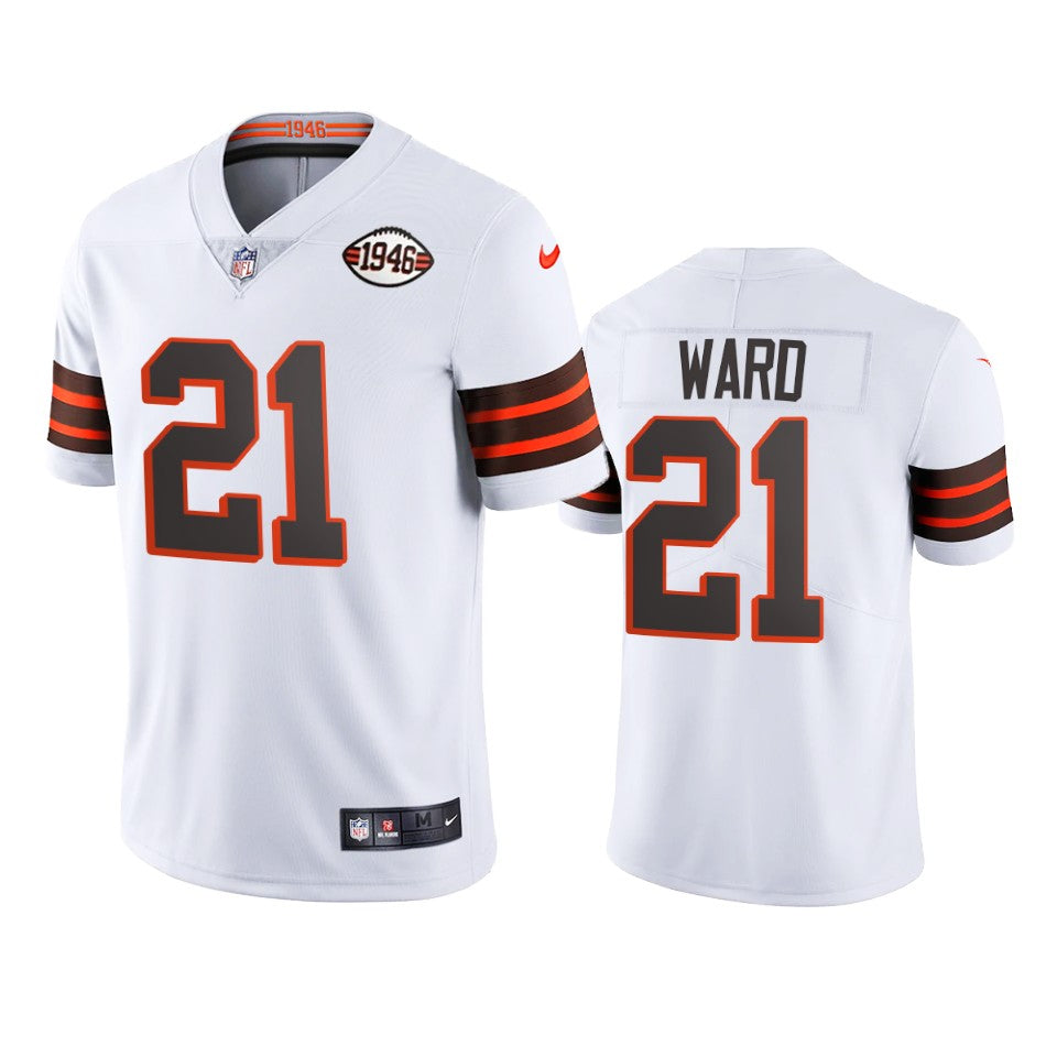 Browns Denzel Ward Vapor Limited White 75th Anniversary Jersey