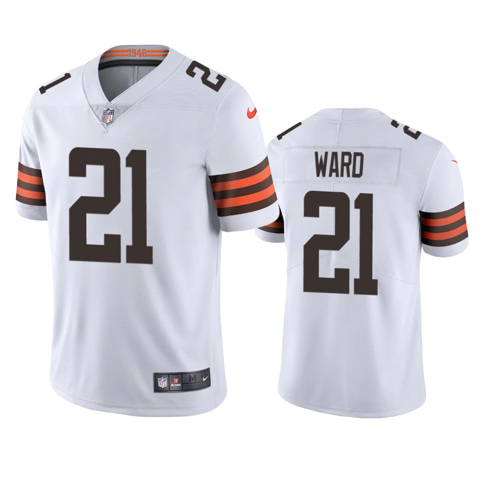 Browns Denzel Ward Vapor Limited White Jersey Mens