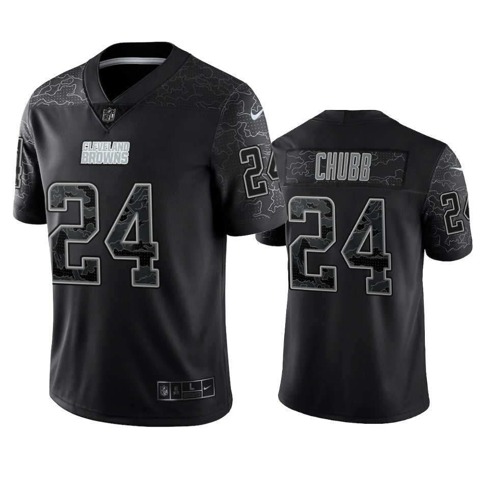 Browns Nick Chubb Reflective Limited Black Jersey