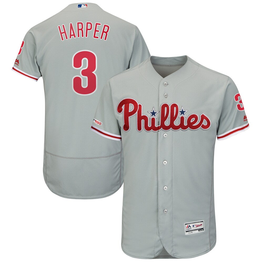 Bryce Harper Philadelphia Phillies Majestic Away Flex Base Collection Player Jersey Gray