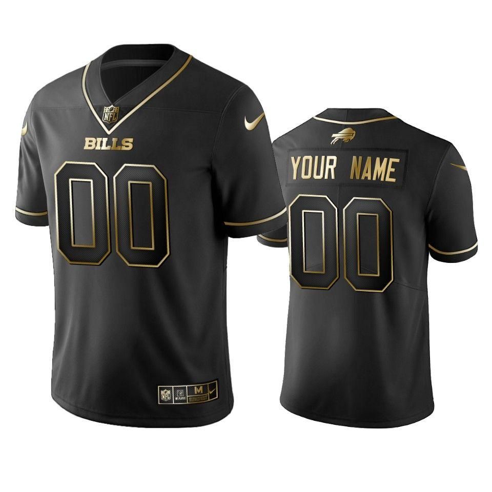Buffalo Bills Custom Black Golden Brandedition Nfl 100 Year Anniversary Jersey
