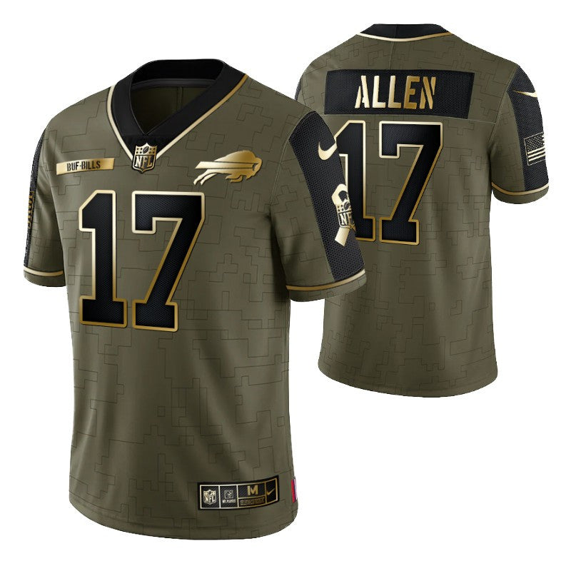 Buffalo Bills Josh Allen 17 2021 Nfl Golden Brandedition Olive Jersey Gift For Bills Fans