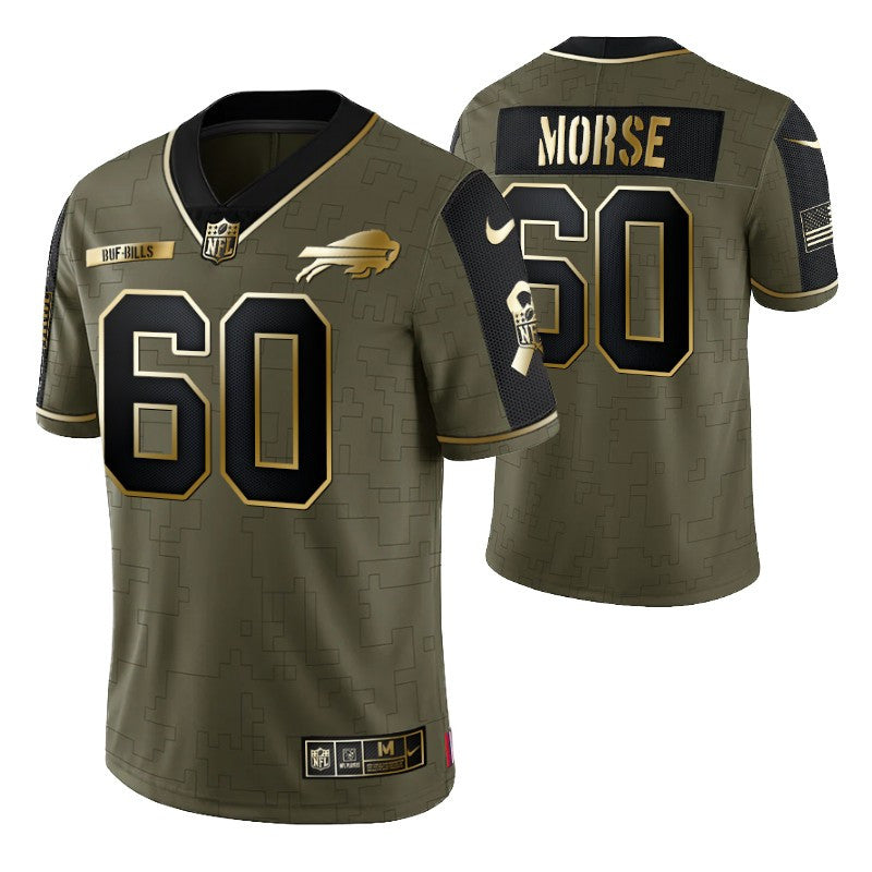 Buffalo Bills Mitch Morse 60 2021 Nfl Golden Brandedition Olive Jersey Gift For Bills Fans