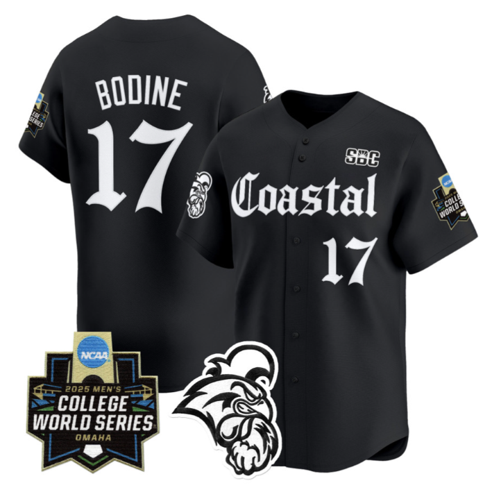 Caden Bodine Jersey #17 Coastal Carolina 2025 World Series Gothic Edition Black