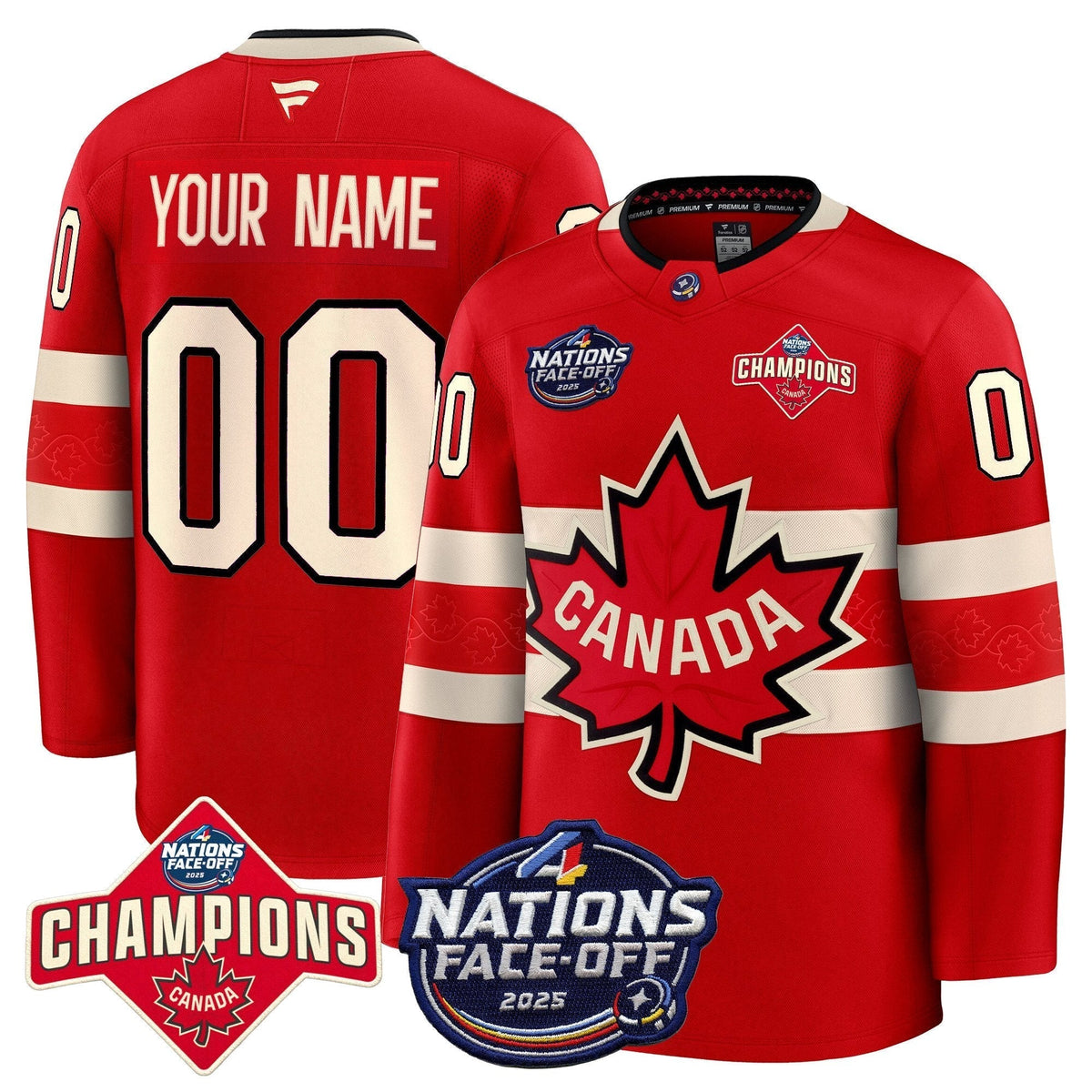 Canada 4 Nations Face-Off 2025 Champions Premium Custom Jersey All Stitched