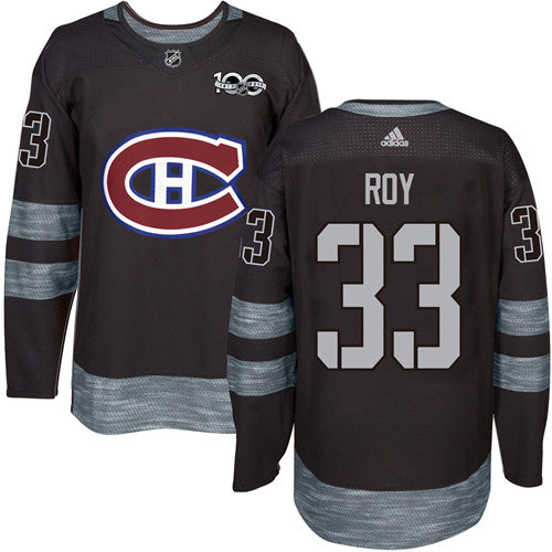 Canadiens 33 Patrick Roy Black 1917 2017 100th Anniversary Stitched Nhl Jersey