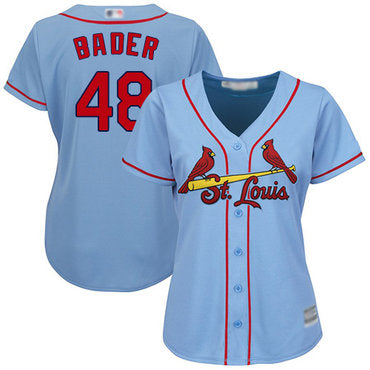 Cardinals 48 Harrison Bader Light Blue Alternate Womens Stitched Baseball Jersey