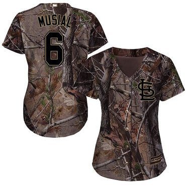 Cardinals 6 Stan Musial Camo Realtree Collection Cool Base Womens Stitched Baseball Jersey