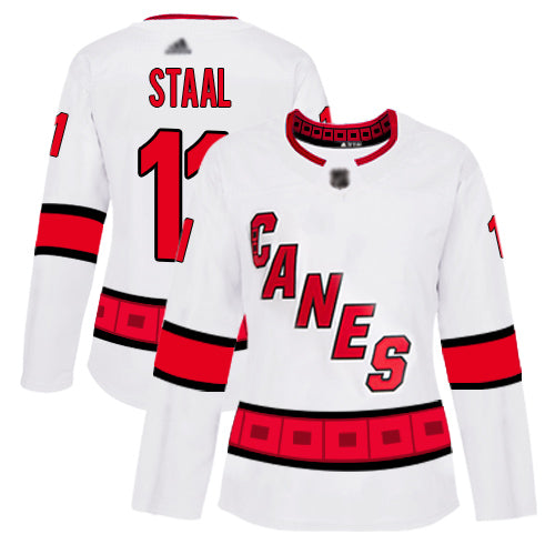 Carolina Hurricanes 11 Jordan Staal White Road Authentic Womens Stitched Hockey Jersey