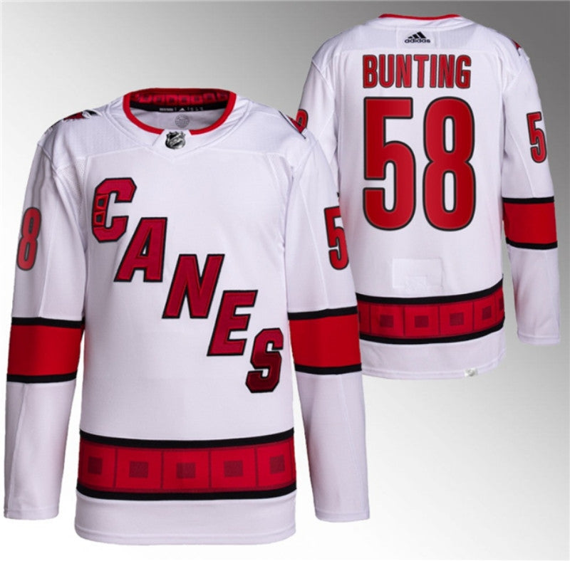 Carolina Hurricanes 58 Michael Bunting White Stitched Jersey
