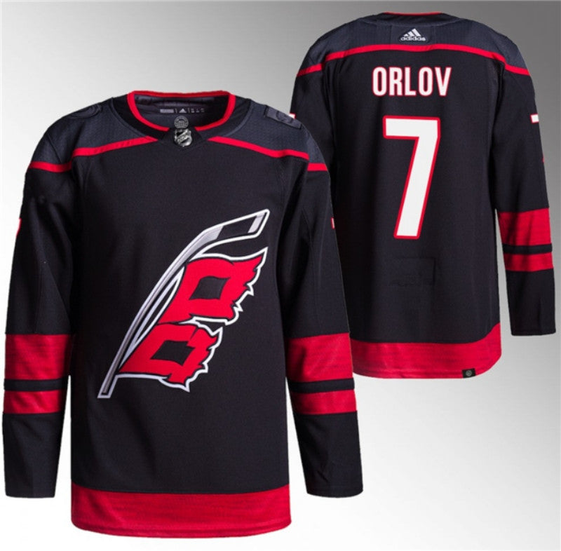 Carolina Hurricanes 7 Dmitry Orlov Black Stitched Jersey